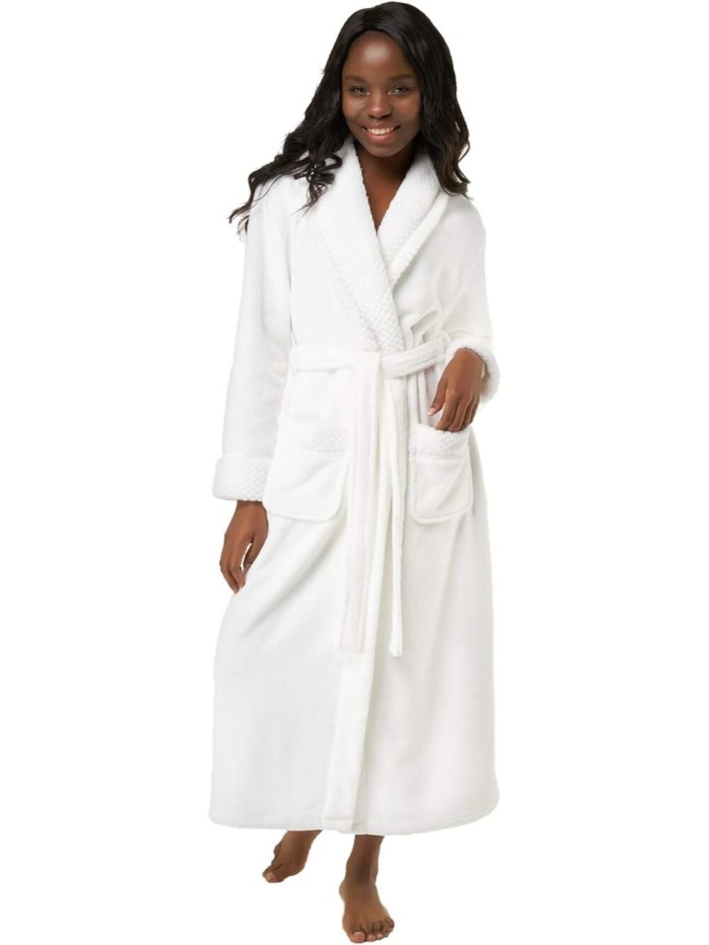 〽️Women's Bathrobe White Oversized Luxury Ultra Soft Warm Plush Fleece Robes